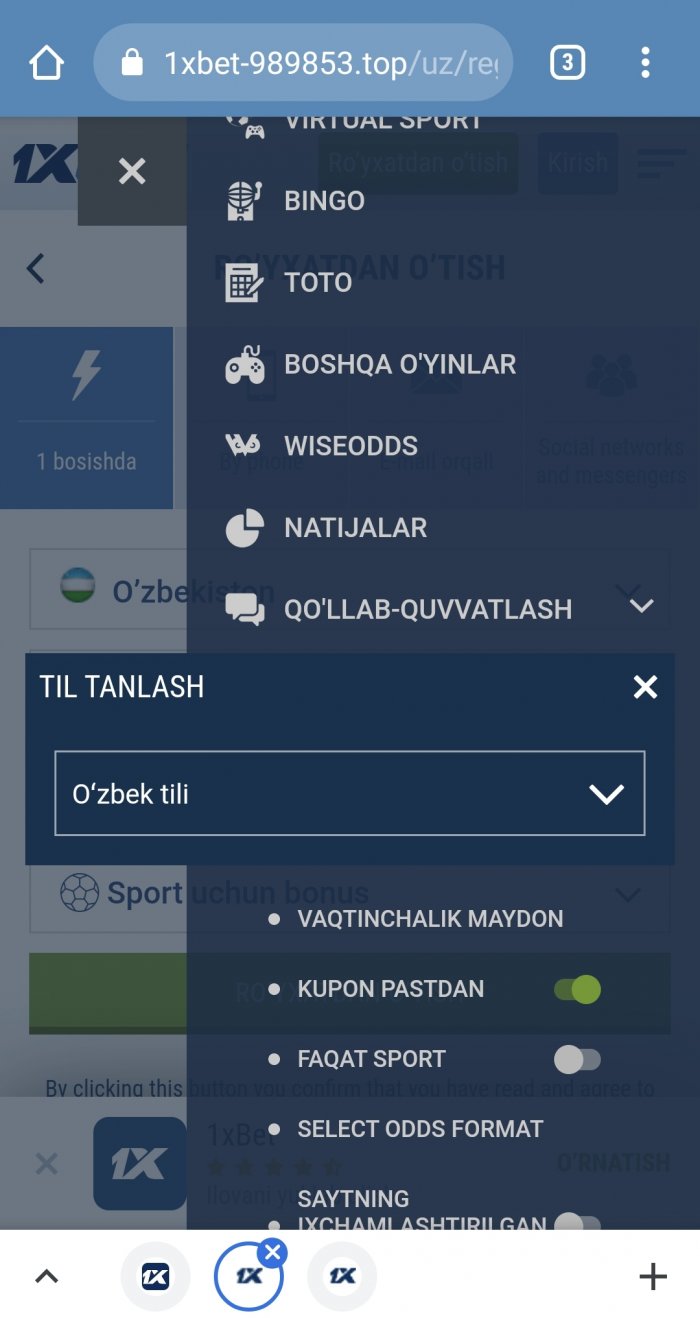 O'zbek tiliga o'tkazish