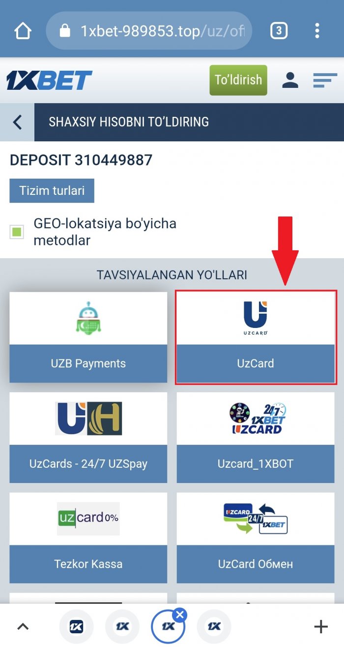 Balansni depozit bilan to'ldirish