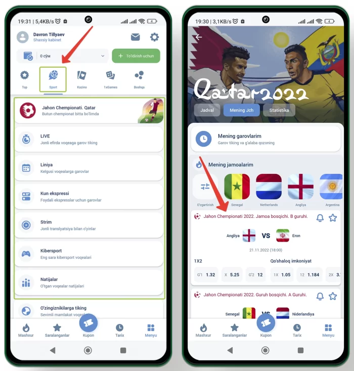 Sportga va Futbolga pul tikish va internetda pul ishlash